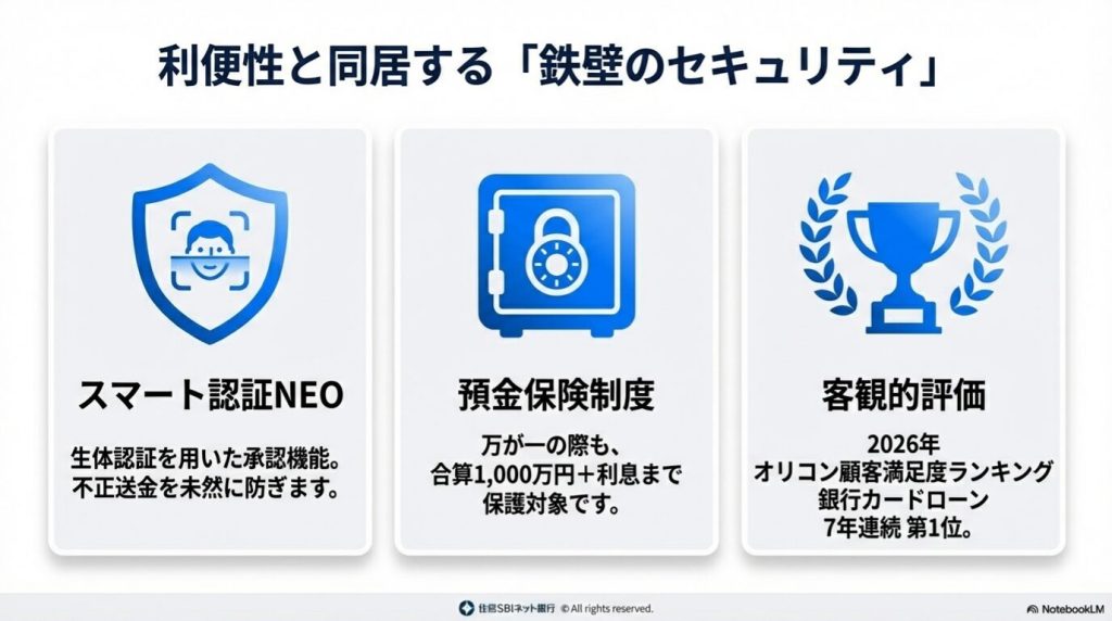 スマート認証NEO（指紋・顔認証）による不正送金防止とセキュリティ対策の図解
