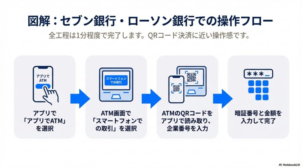 住信SBIネット銀行「アプリでATM」の具体的な操作手順（QR読み取りから完了まで）
